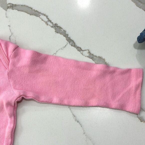 VTG Carter’s | Baby Girls Embroidered Denim Blue Jeans Pink Long Sleeve T Shirt - Picture 15 of 16